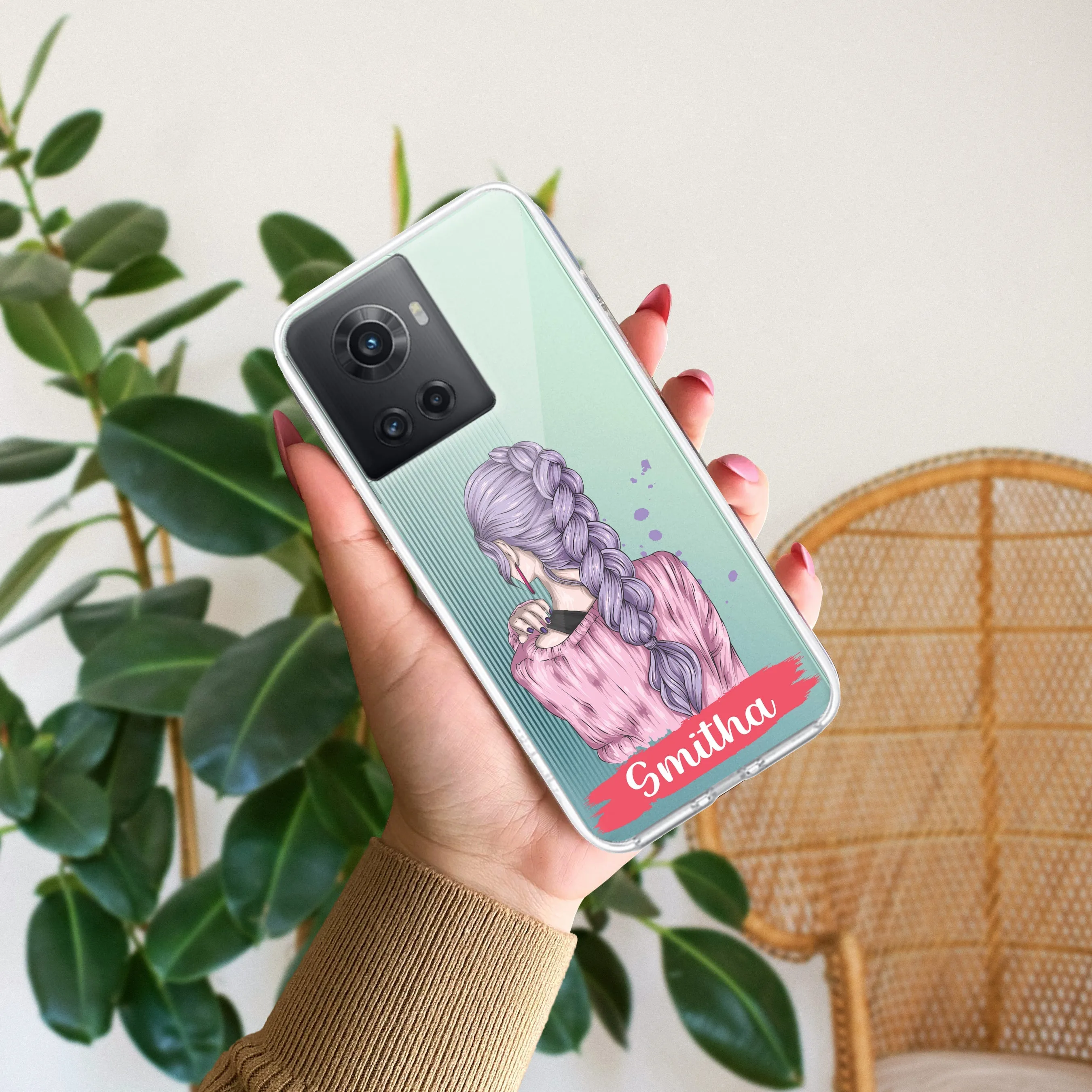 Braid Girl Customize Transparent Silicon Case For OnePlus