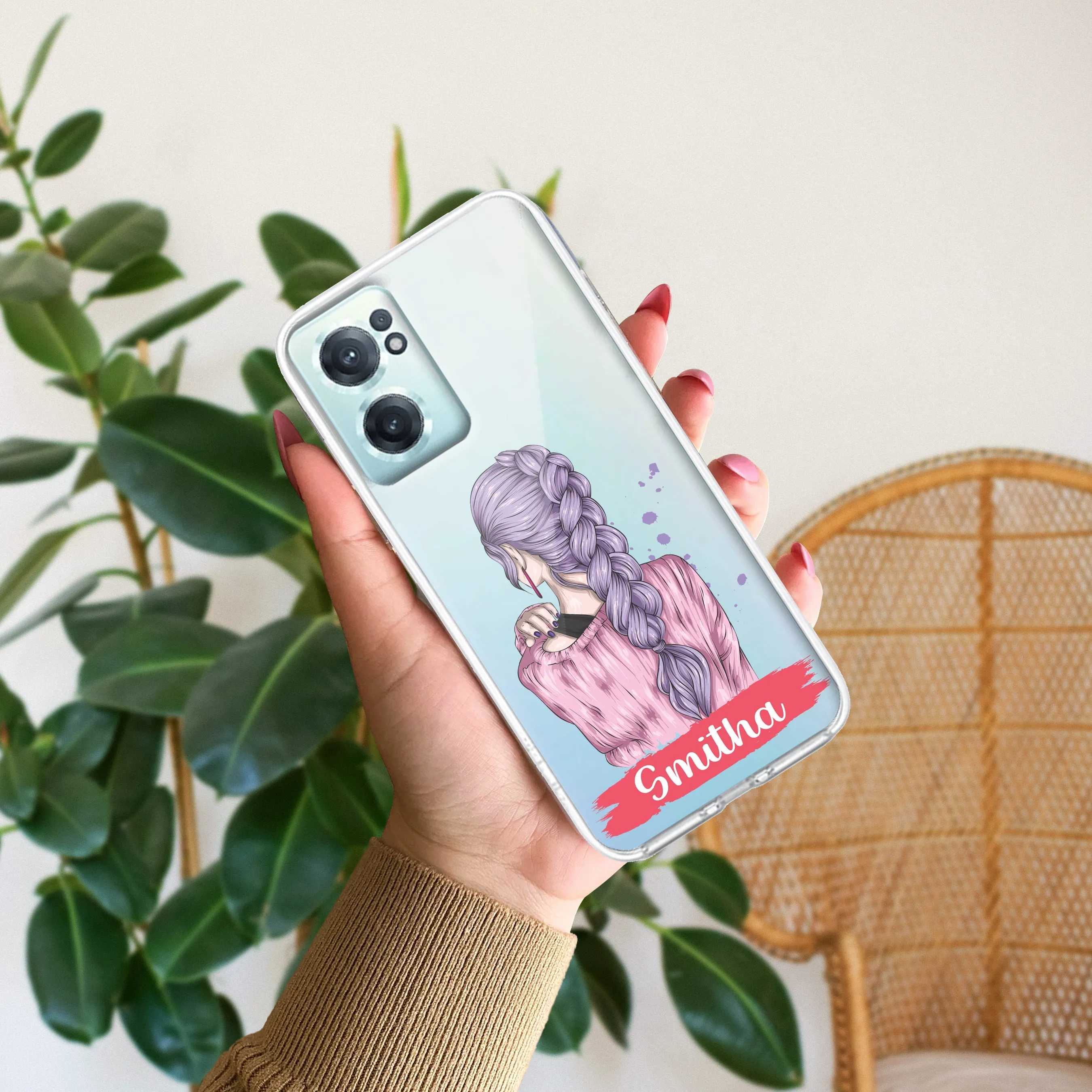 Braid Girl Customize Transparent Silicon Case For OnePlus