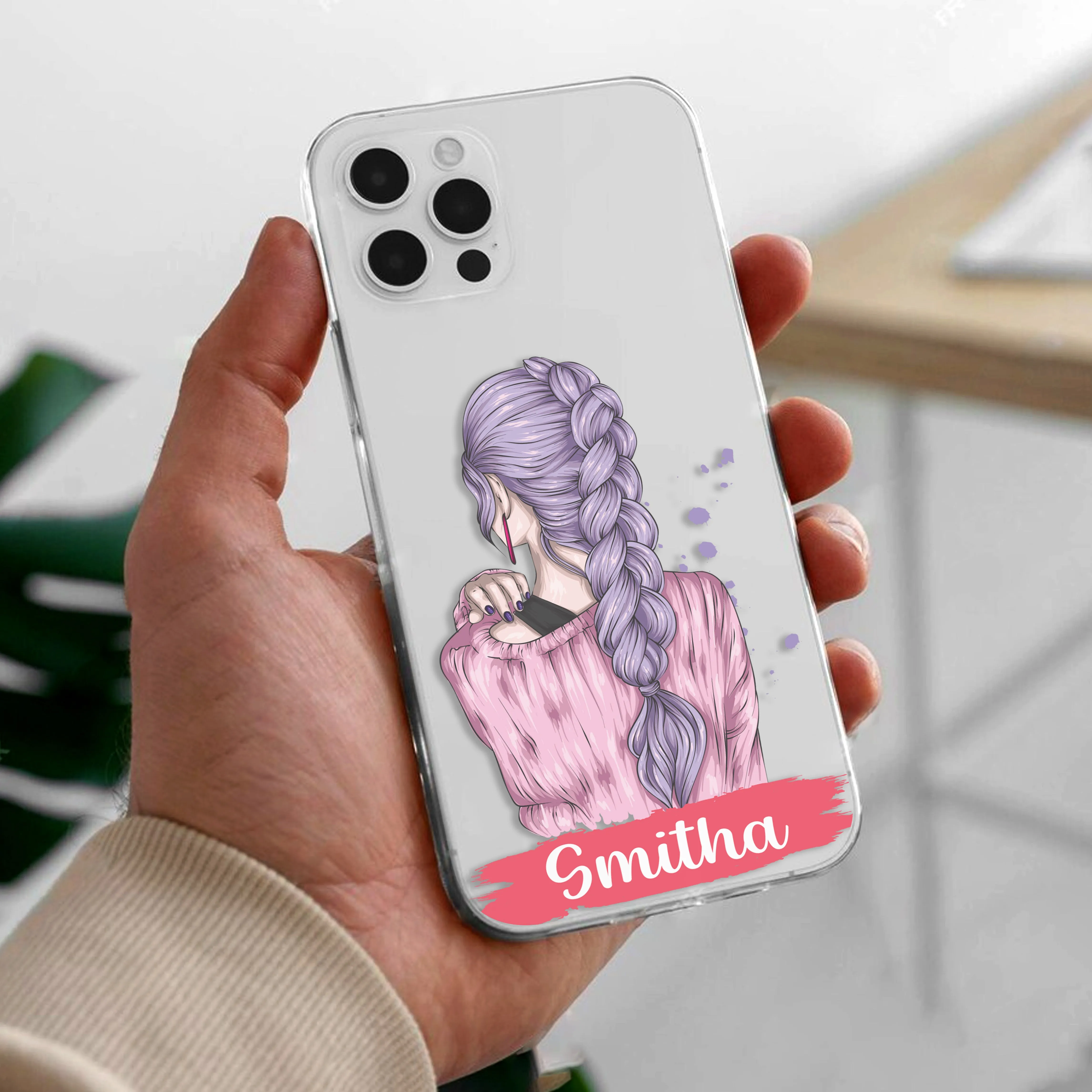 Braid Girl Customize Transparent Silicon Case For OnePlus