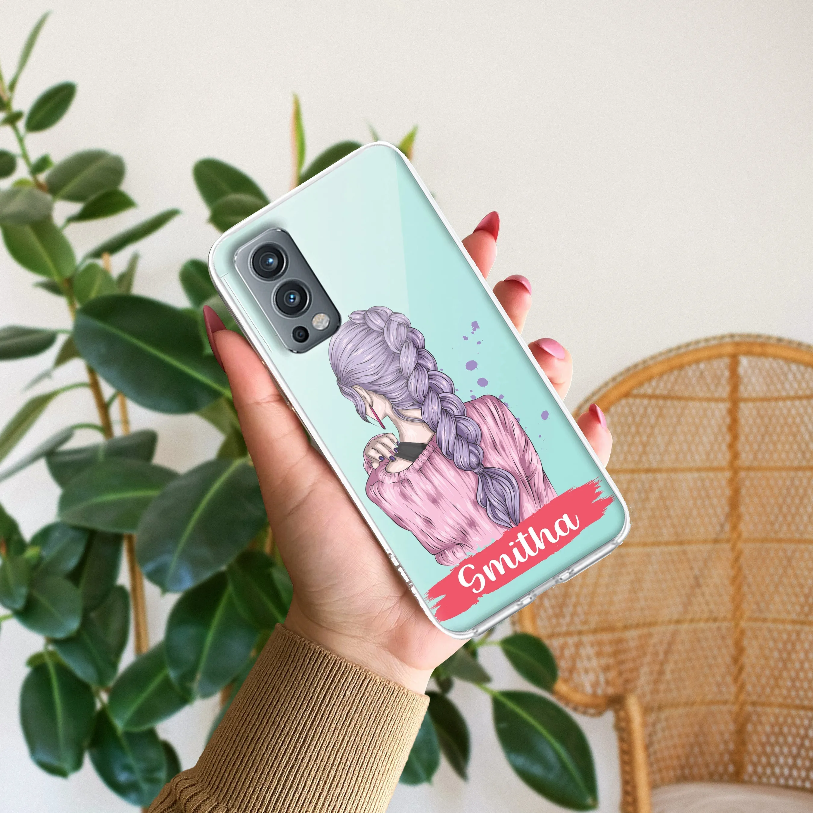 Braid Girl Customize Transparent Silicon Case For OnePlus