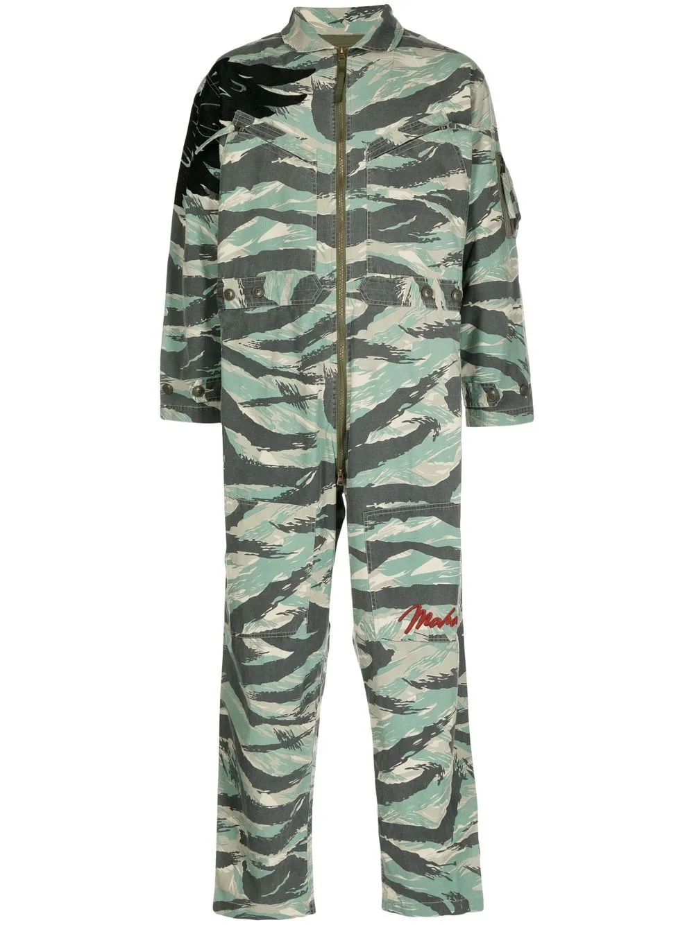 Camouflage-Print Zip-Up Jumpsuit