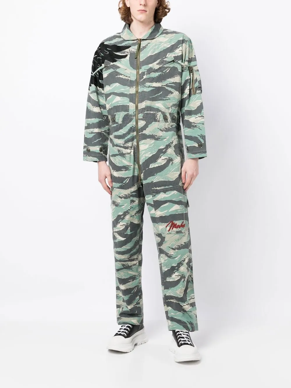 Camouflage-Print Zip-Up Jumpsuit