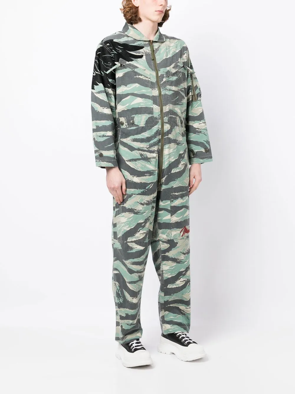 Camouflage-Print Zip-Up Jumpsuit