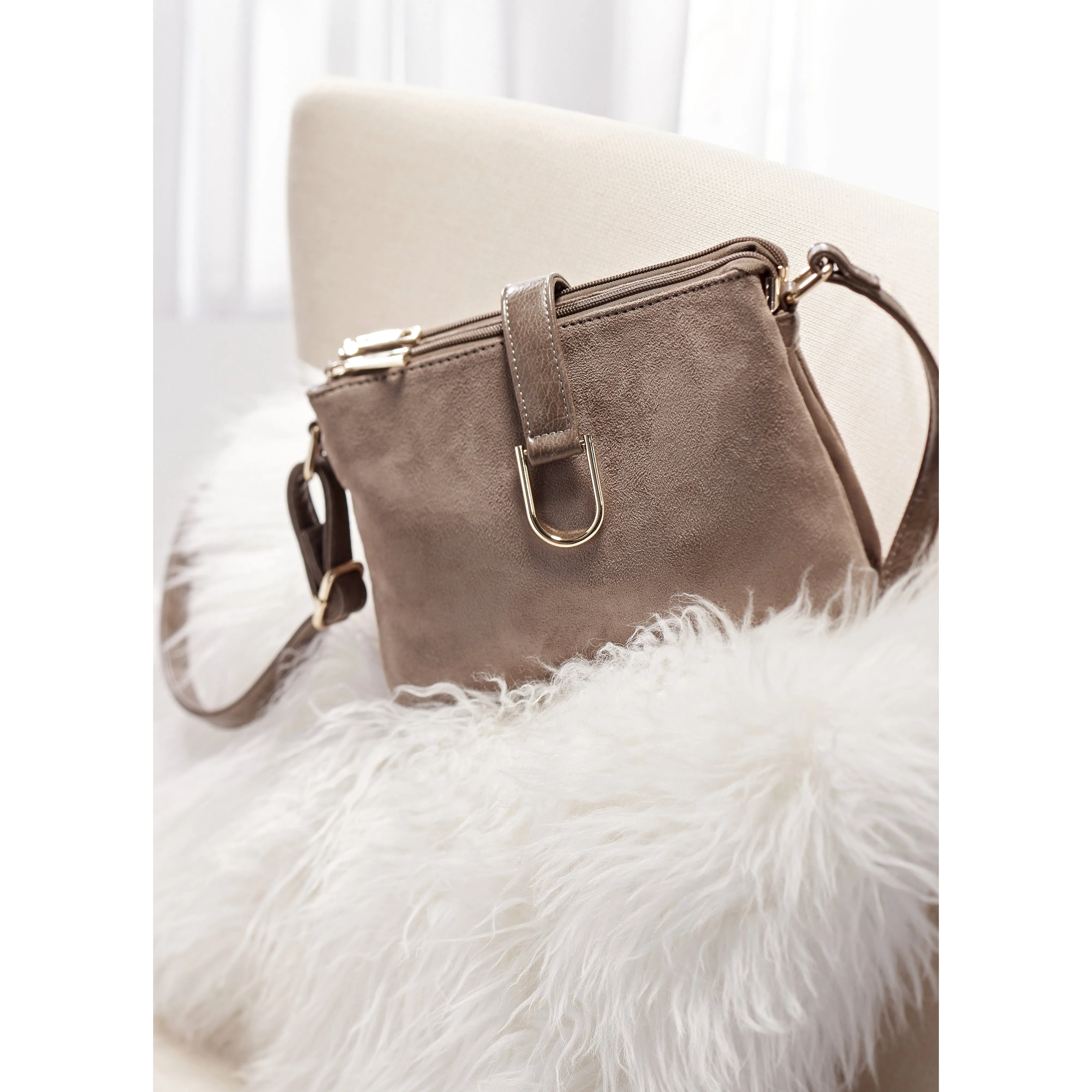 Charlie Paige Evelyn Ultrasuede Crossbody - Taupe