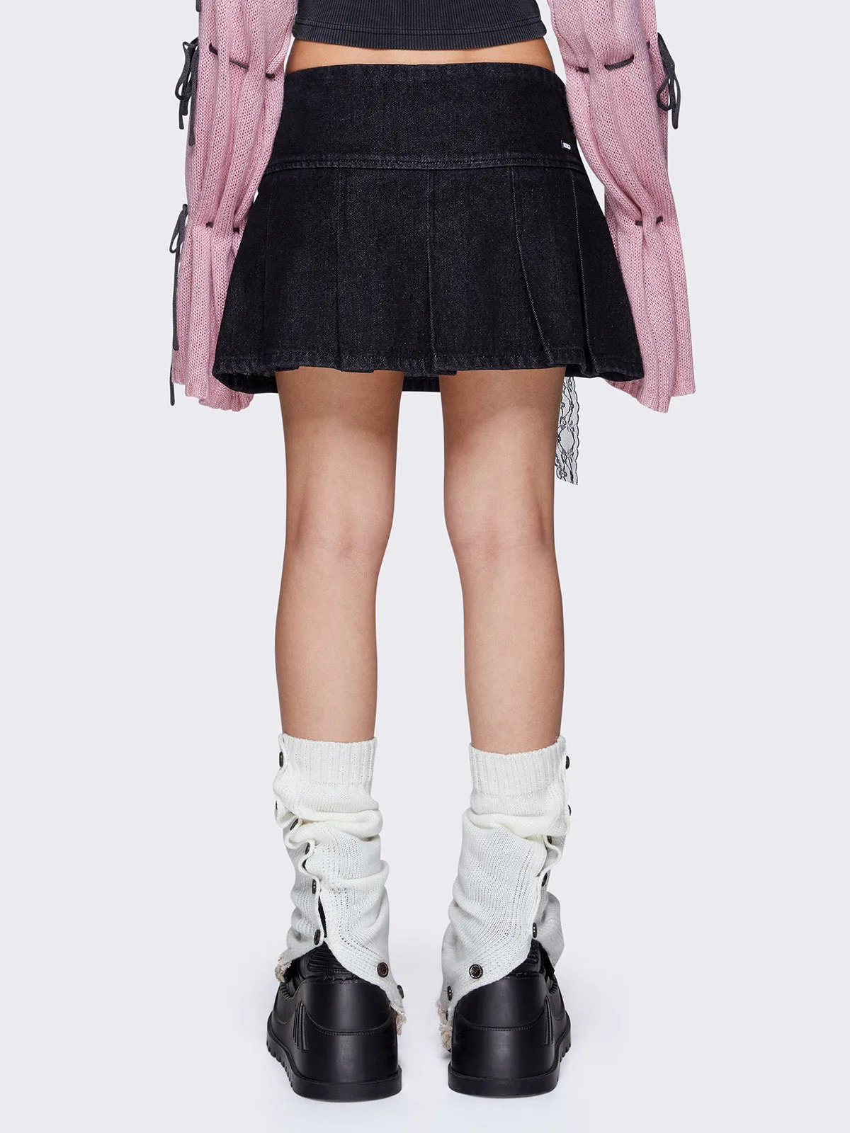 Chloe Black Denim Pleated Mini Skirt