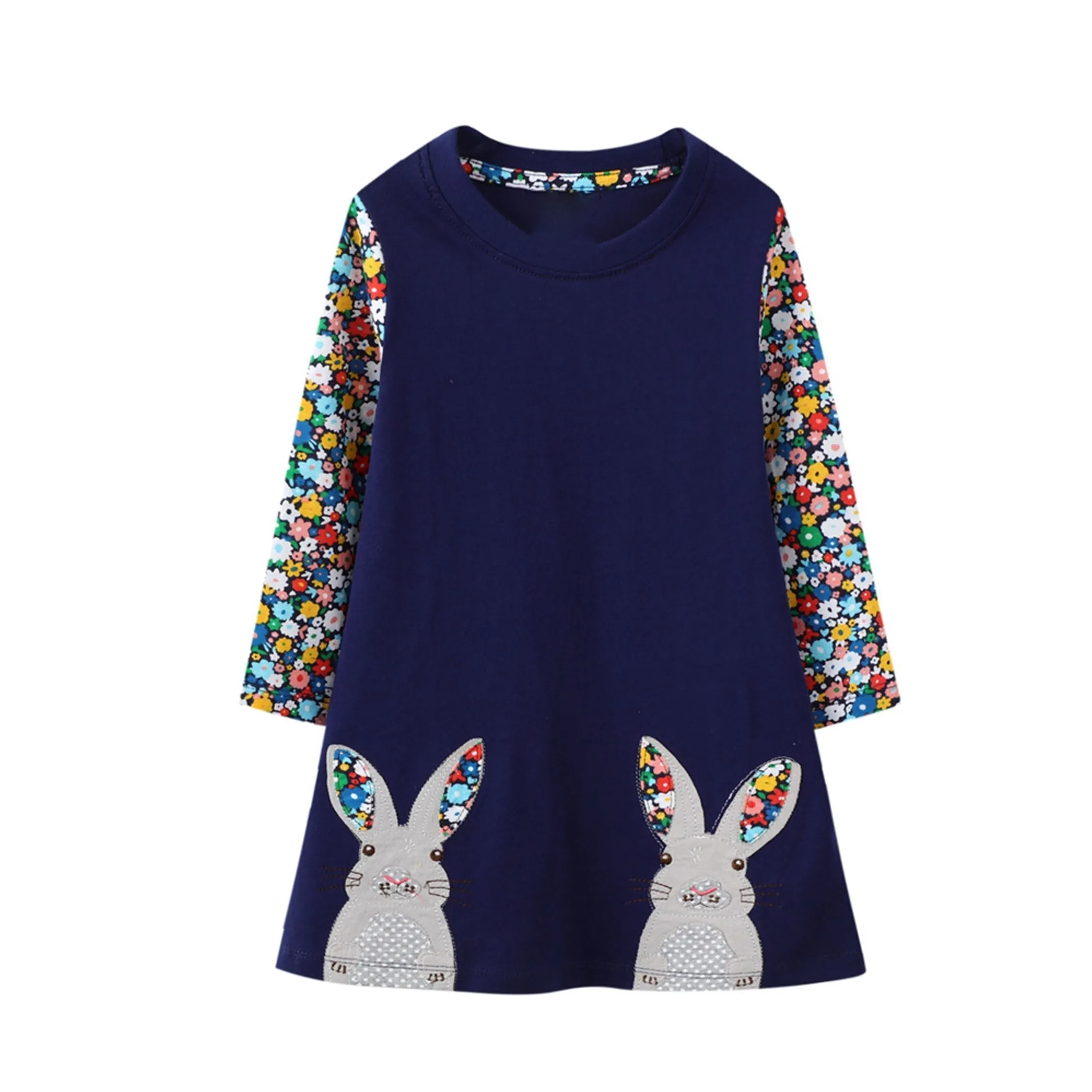 Cute Bunny Occasion Floral Girls Dress