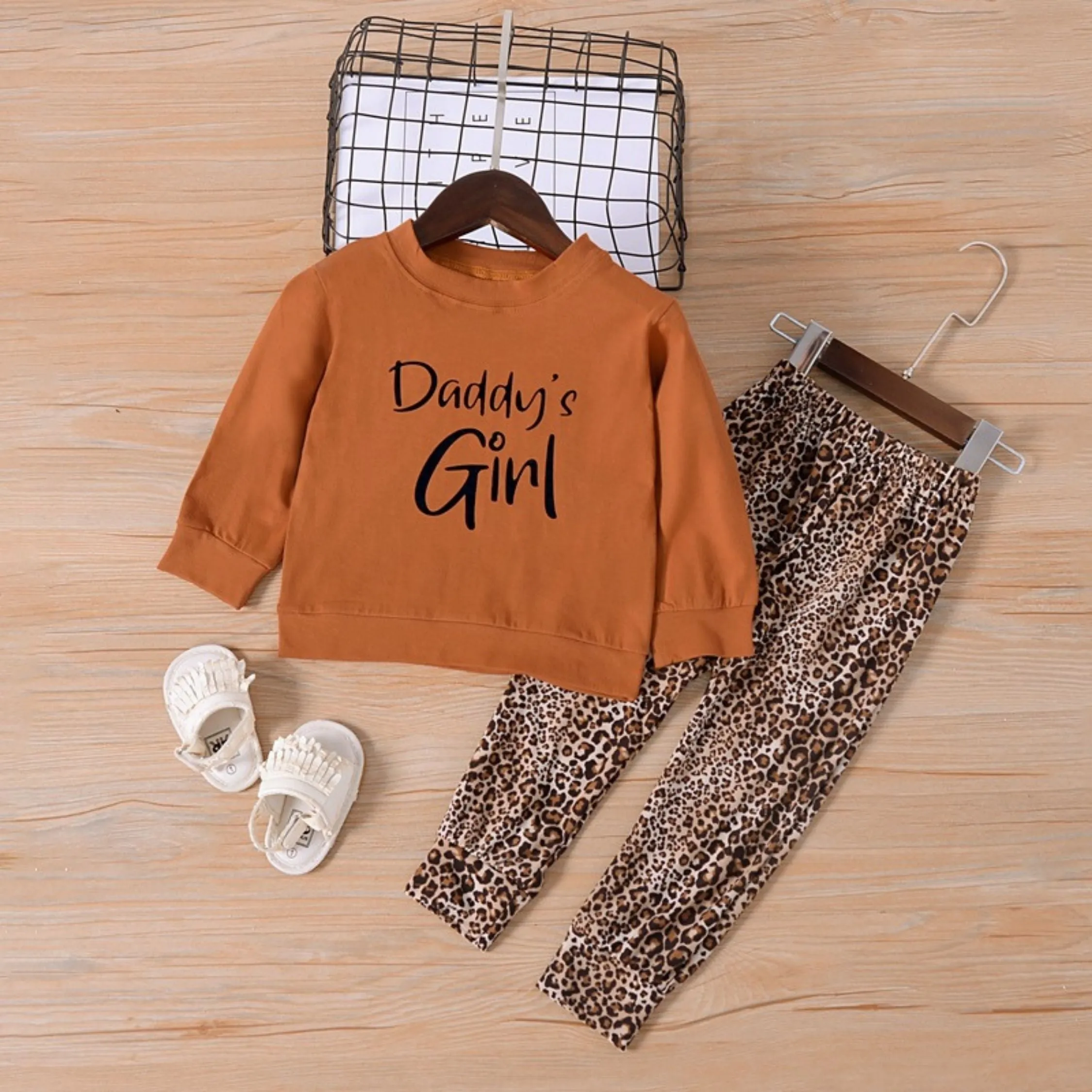 Daddy's Girl Top & Leopard  Print Trouser Set