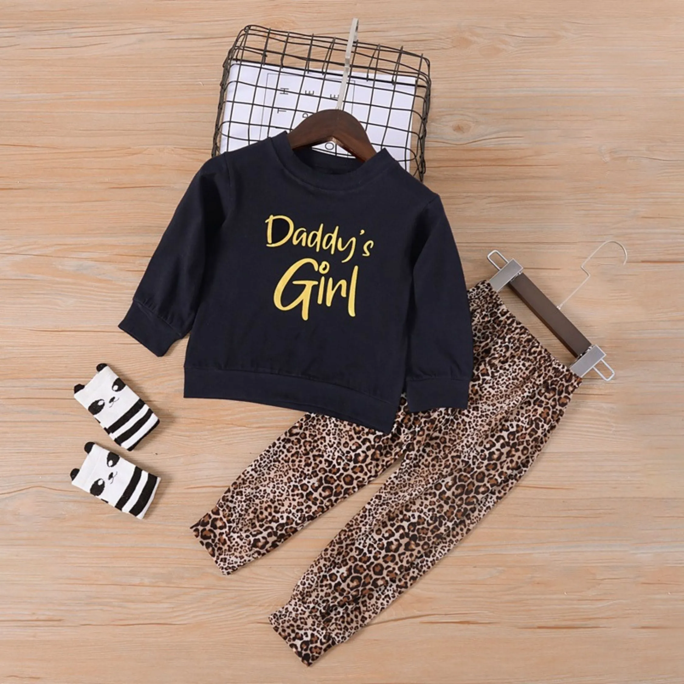 Daddy's Girl Top & Leopard  Print Trouser Set