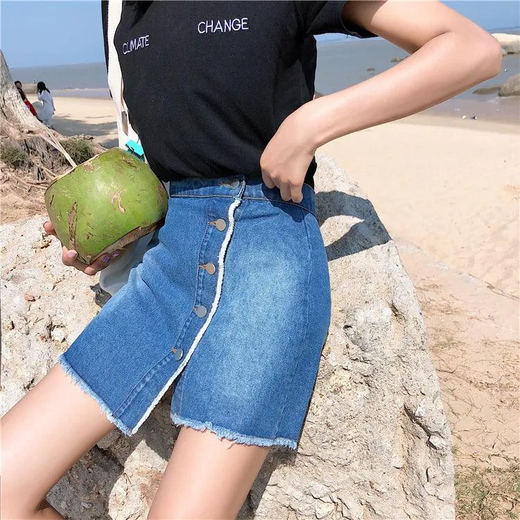 DENIM DAYS BUTTON UP MINI SKIRT