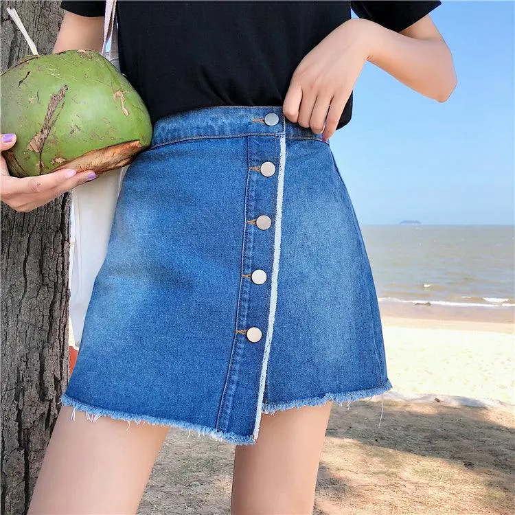 DENIM DAYS BUTTON UP MINI SKIRT