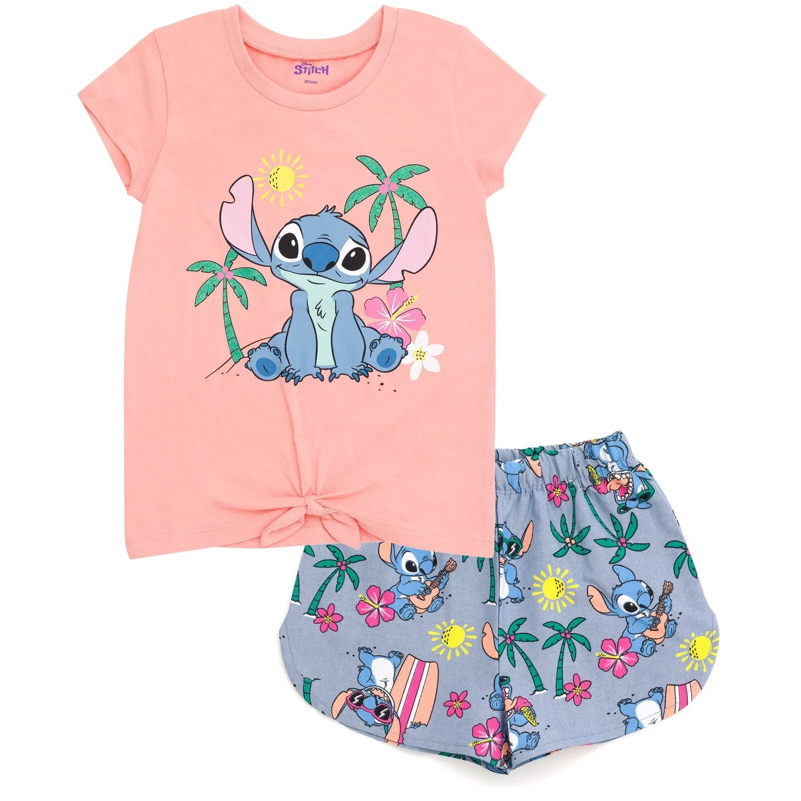 Disney Lilo & Stitch Stitch T-Shirt and Chambray Shorts Outfit Set