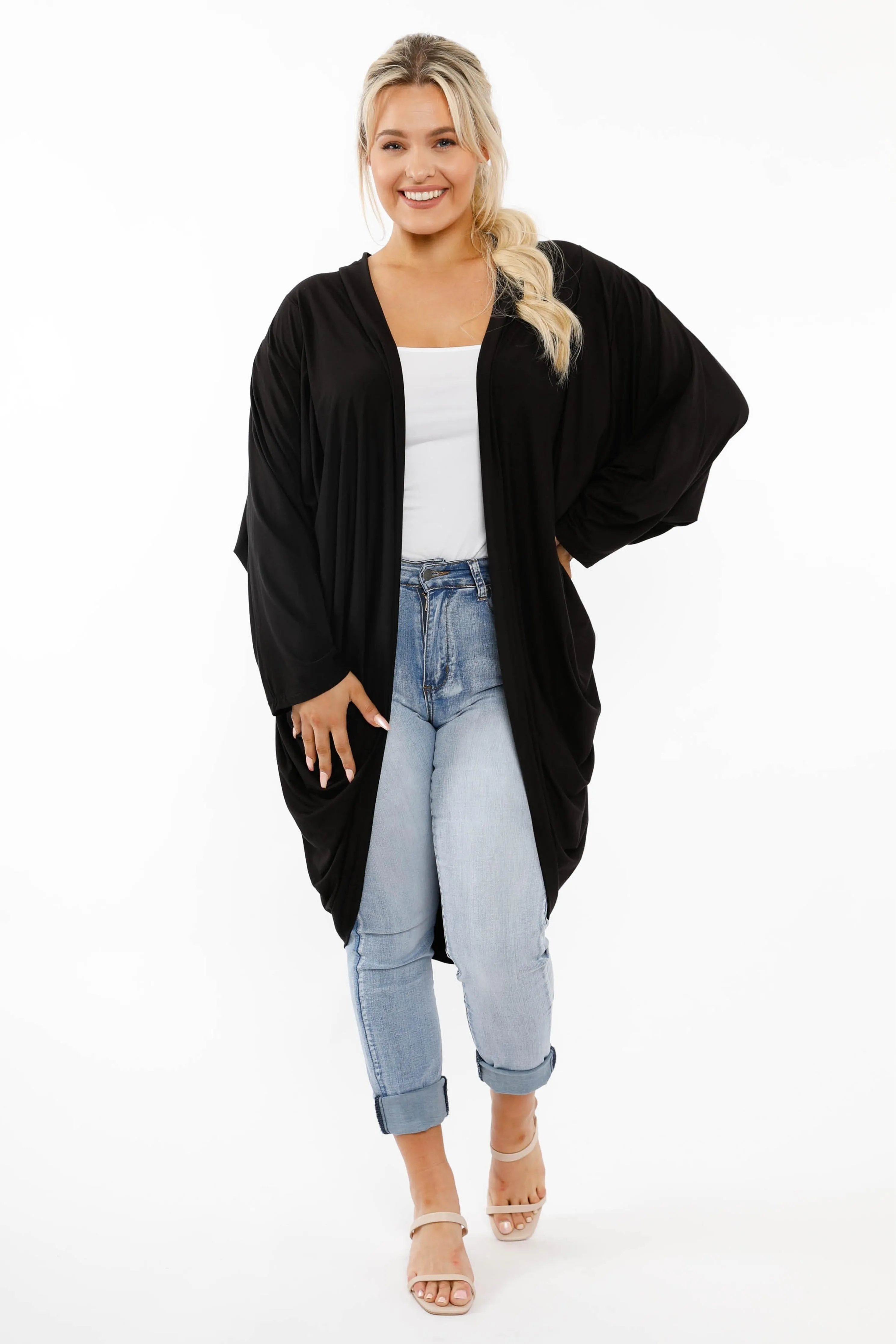 Flounce Cardigan in Black