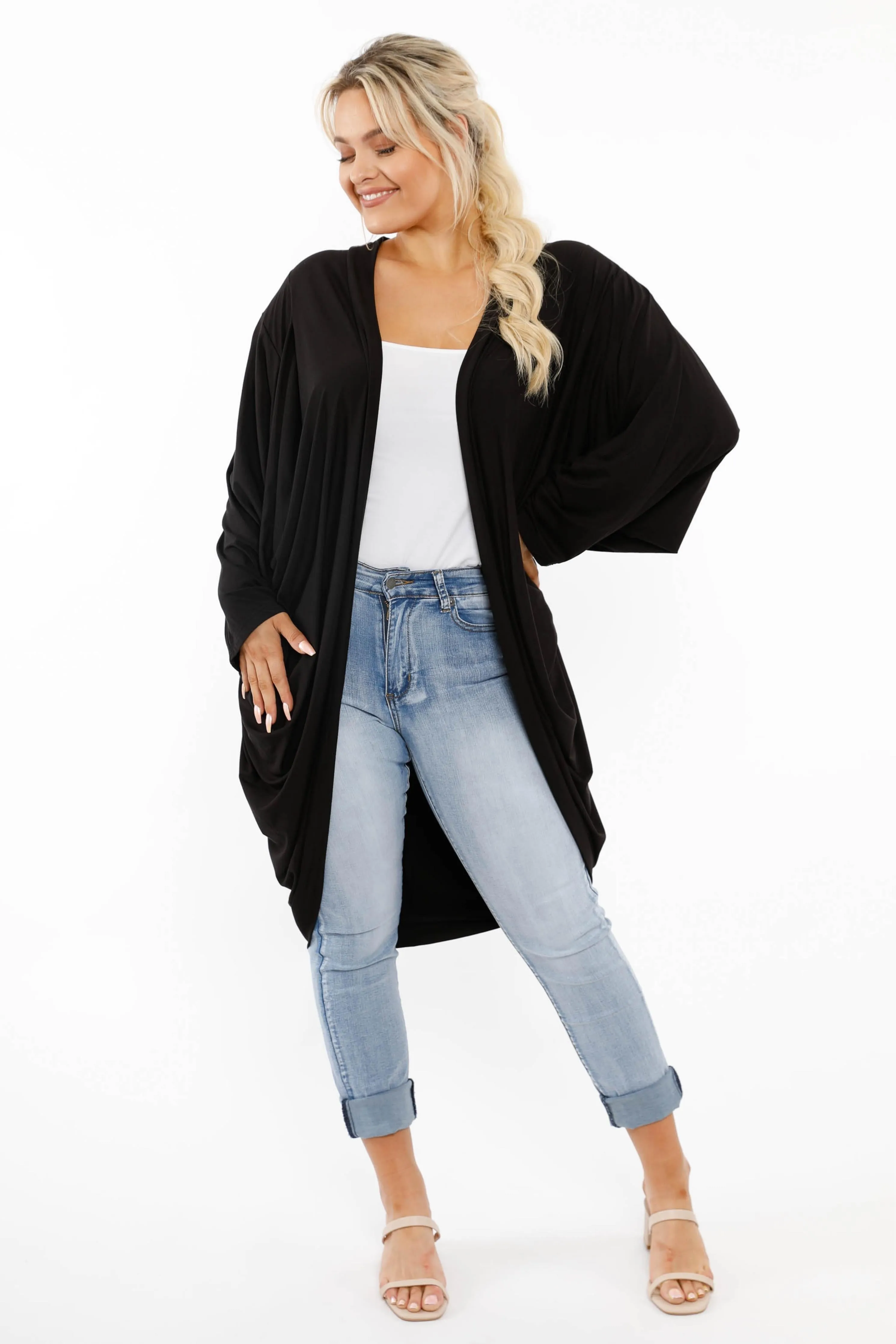 Flounce Cardigan in Black