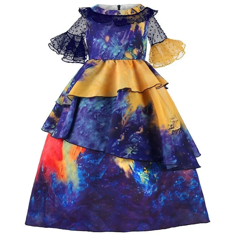 Flower Purple Princess Dress for 3-10 Year-Old Girls