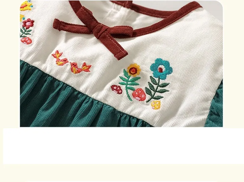 Flowers Girl Green Short Sleeve Summer Dress