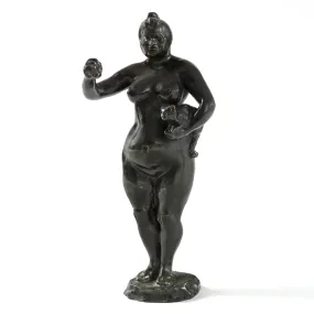 François-Rupert Carabin "Woman and Cat" Patinated Bronze Sculpture