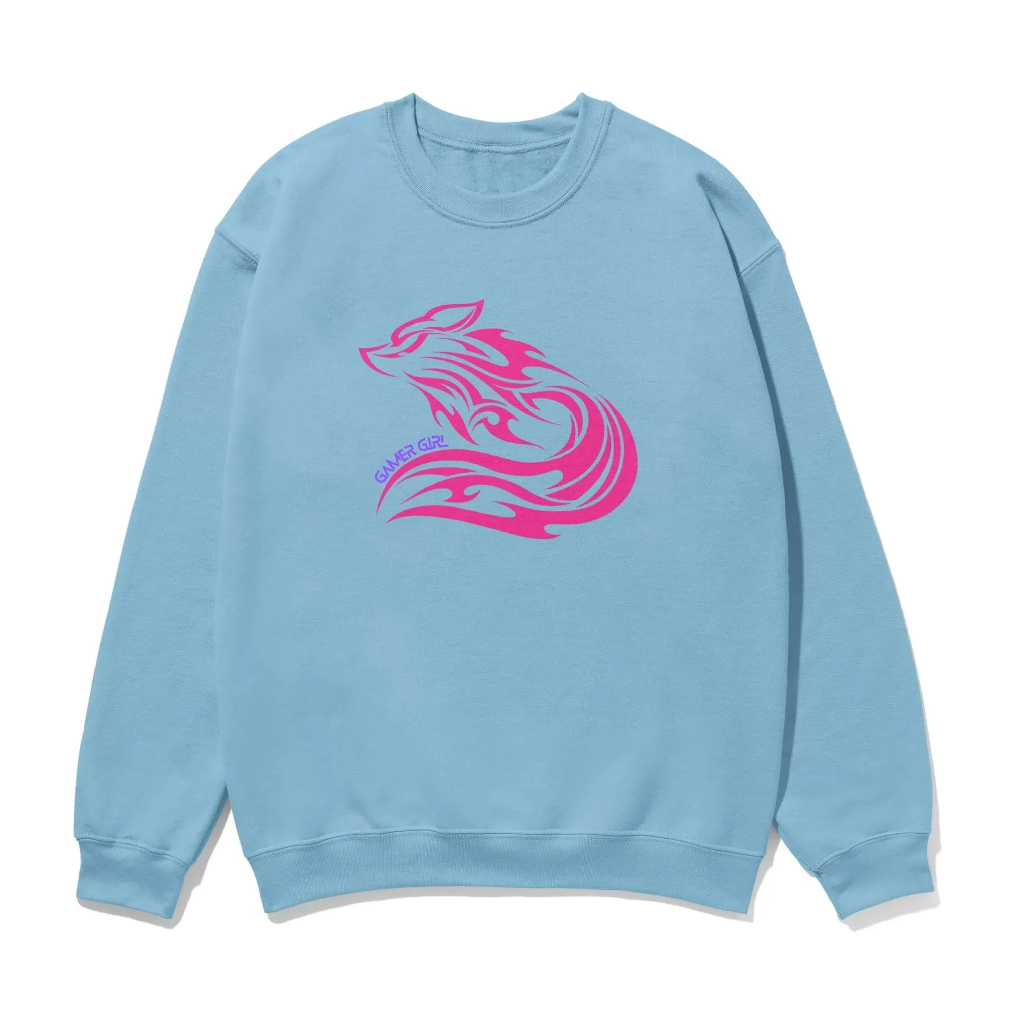 Gamer Girl Pink Fox Unisex Printed Sweatshirt with Sleeve - Perfect for Gaming Enthusiasts