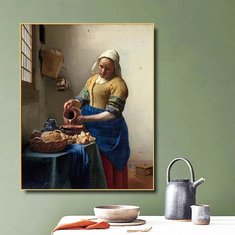 Girl With A Pearl Earing Poster Johannes Vermeer Dutch Golden Age Painting Fine Art Canvas Prints Classic Painting For Living Room Dining Room Decor