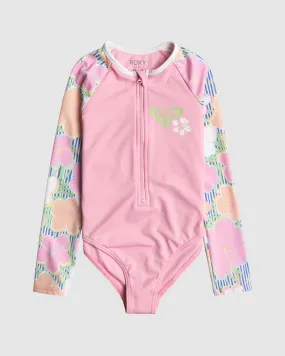 Girls 2-7 Tiny Flower Long Sleeve One-Piece Rash Vest