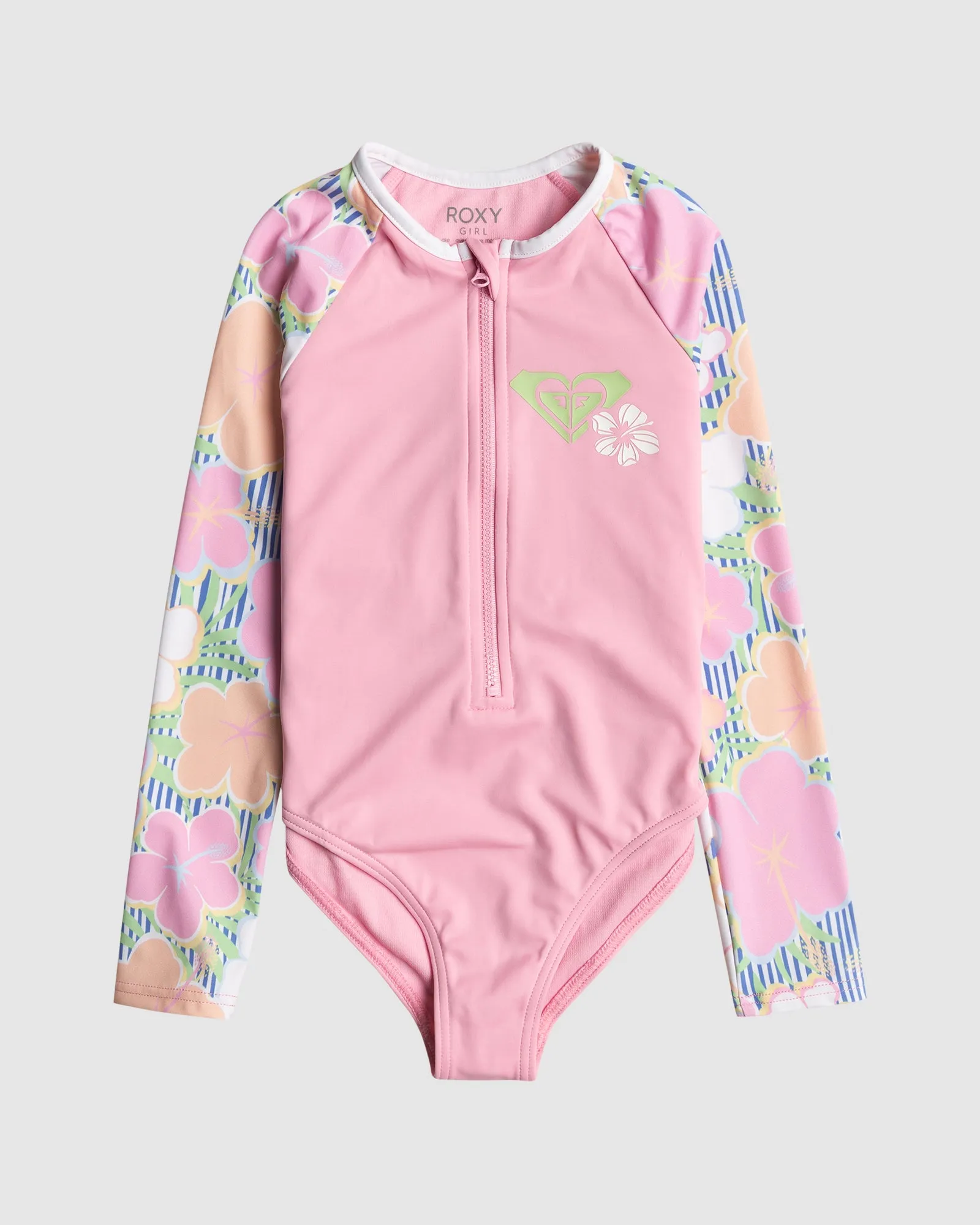 Girls 2-7 Tiny Flower Long Sleeve One-Piece Rash Vest