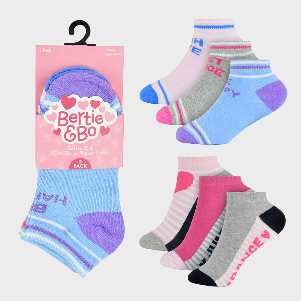 Girls 3 Pack Trainer Socks