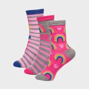 Girls 3pk Rainbow Socks