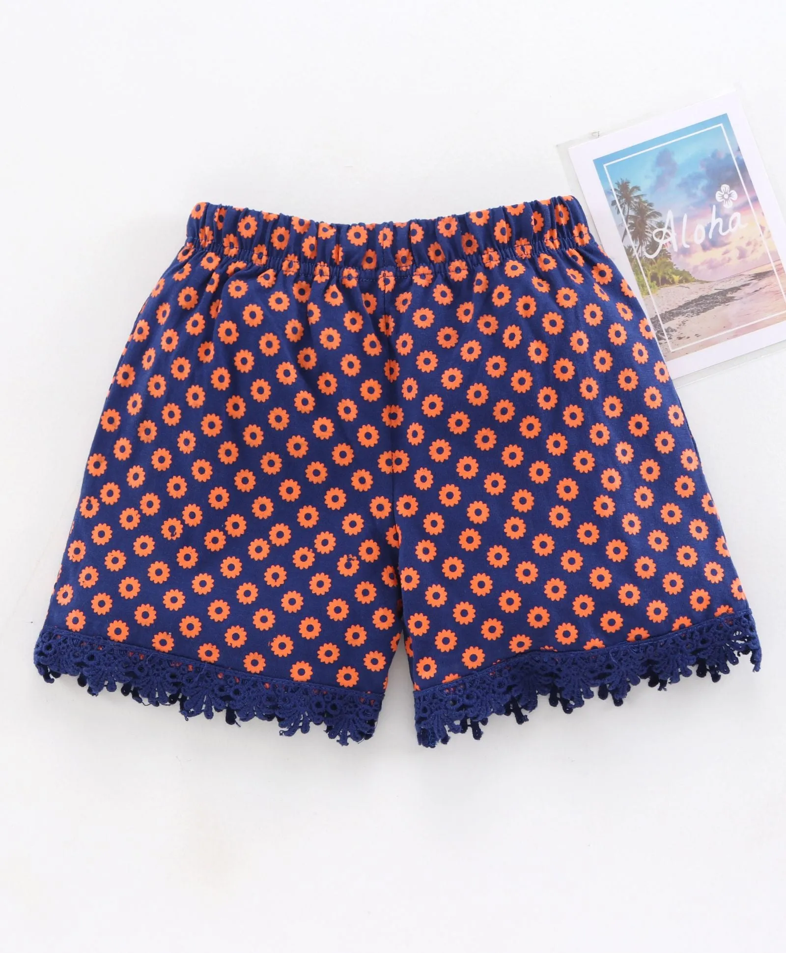 Girls Cotton Jersey Shorts with Lace