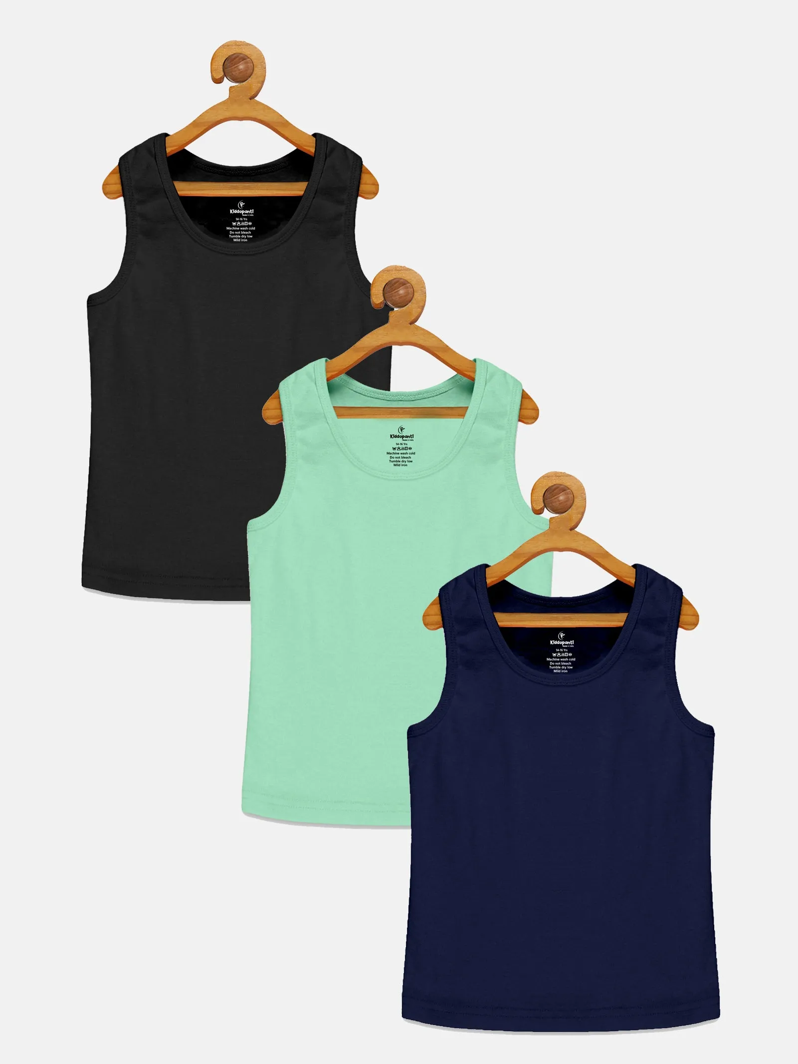 Girls Cotton Rib Racer Back Tank Top Pack Of 3