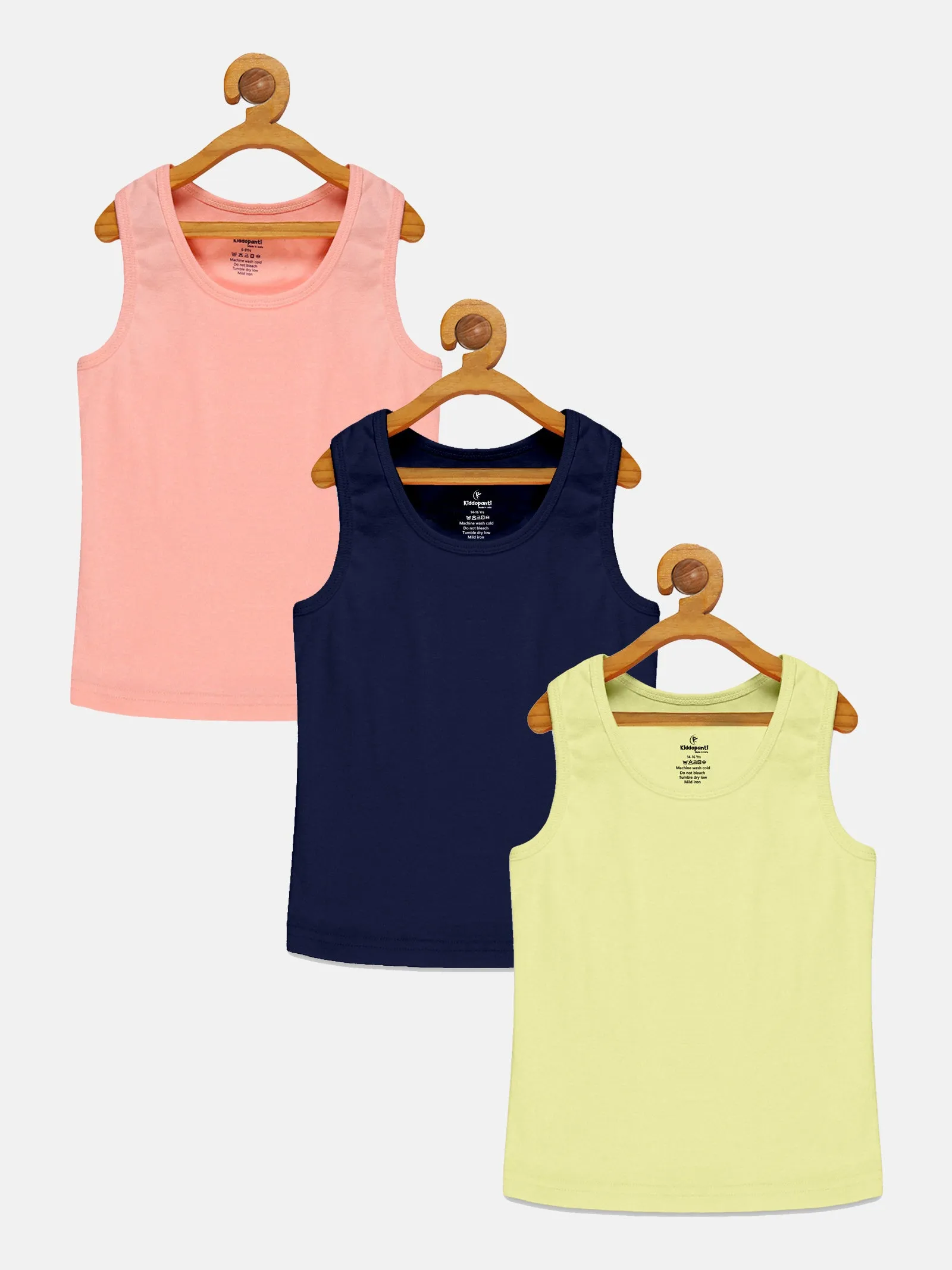 Girls Cotton Rib Racer Back Tank Top Pack Of 3