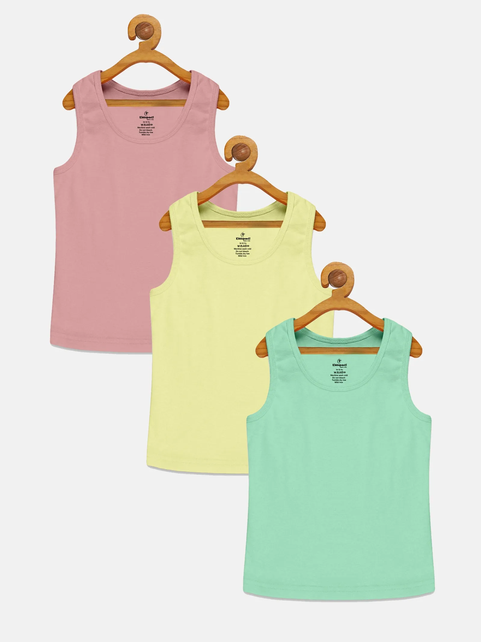 Girls Cotton Rib Racer Back Tank Top Pack Of 3