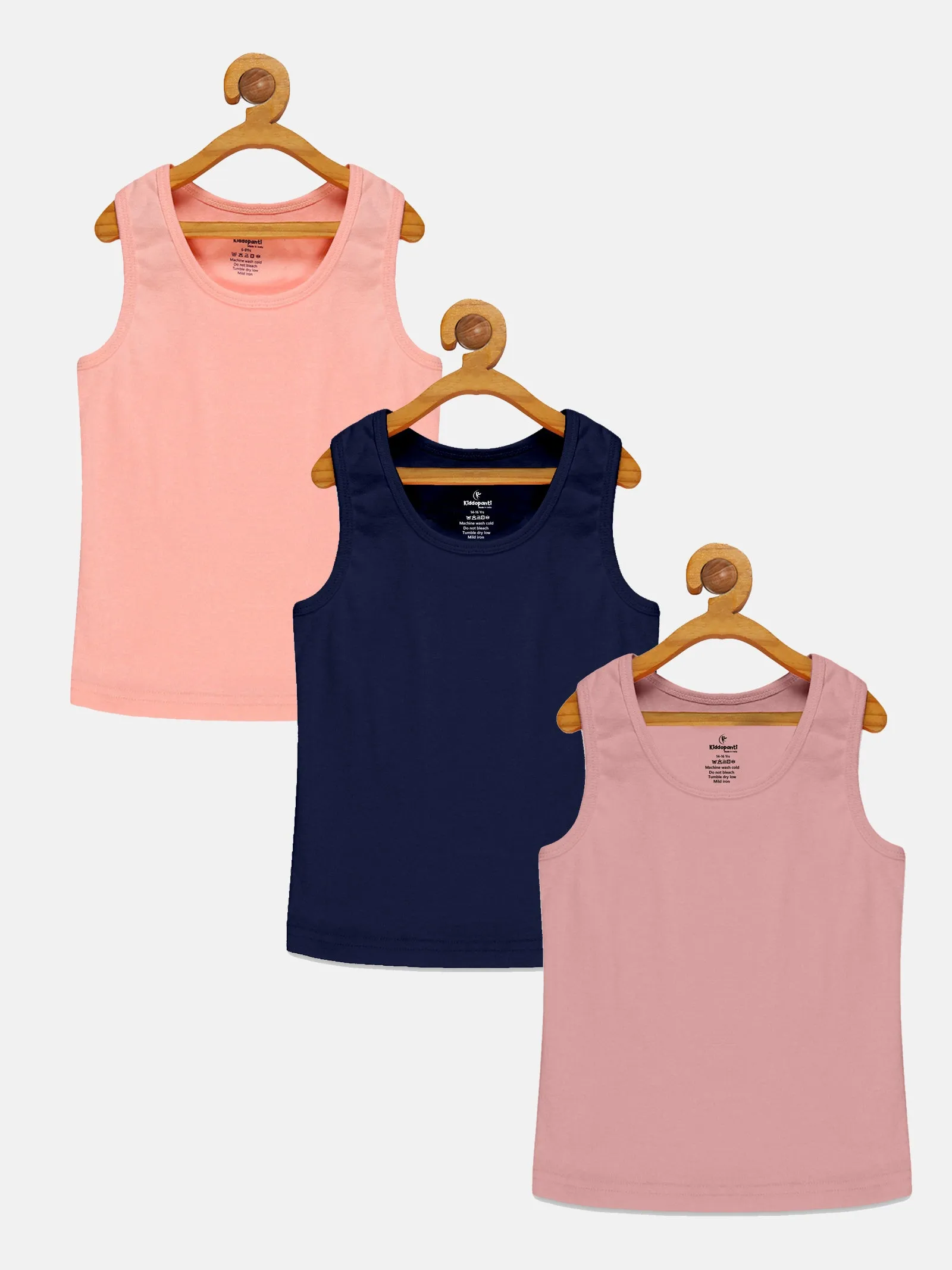 Girls Cotton Rib Racer Back Tank Top Pack Of 3