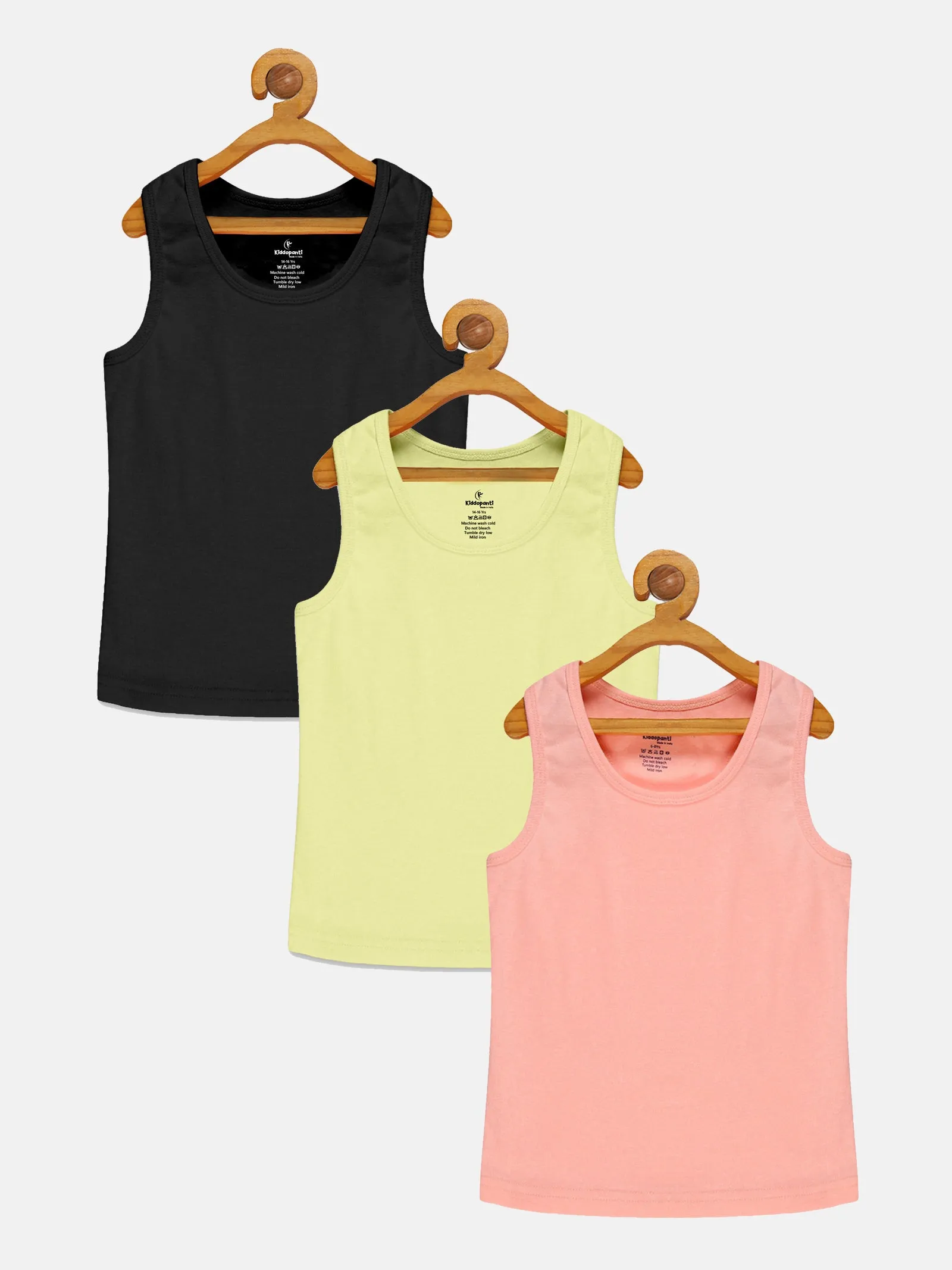 Girls Cotton Rib Racer Back Tank Top Pack Of 3