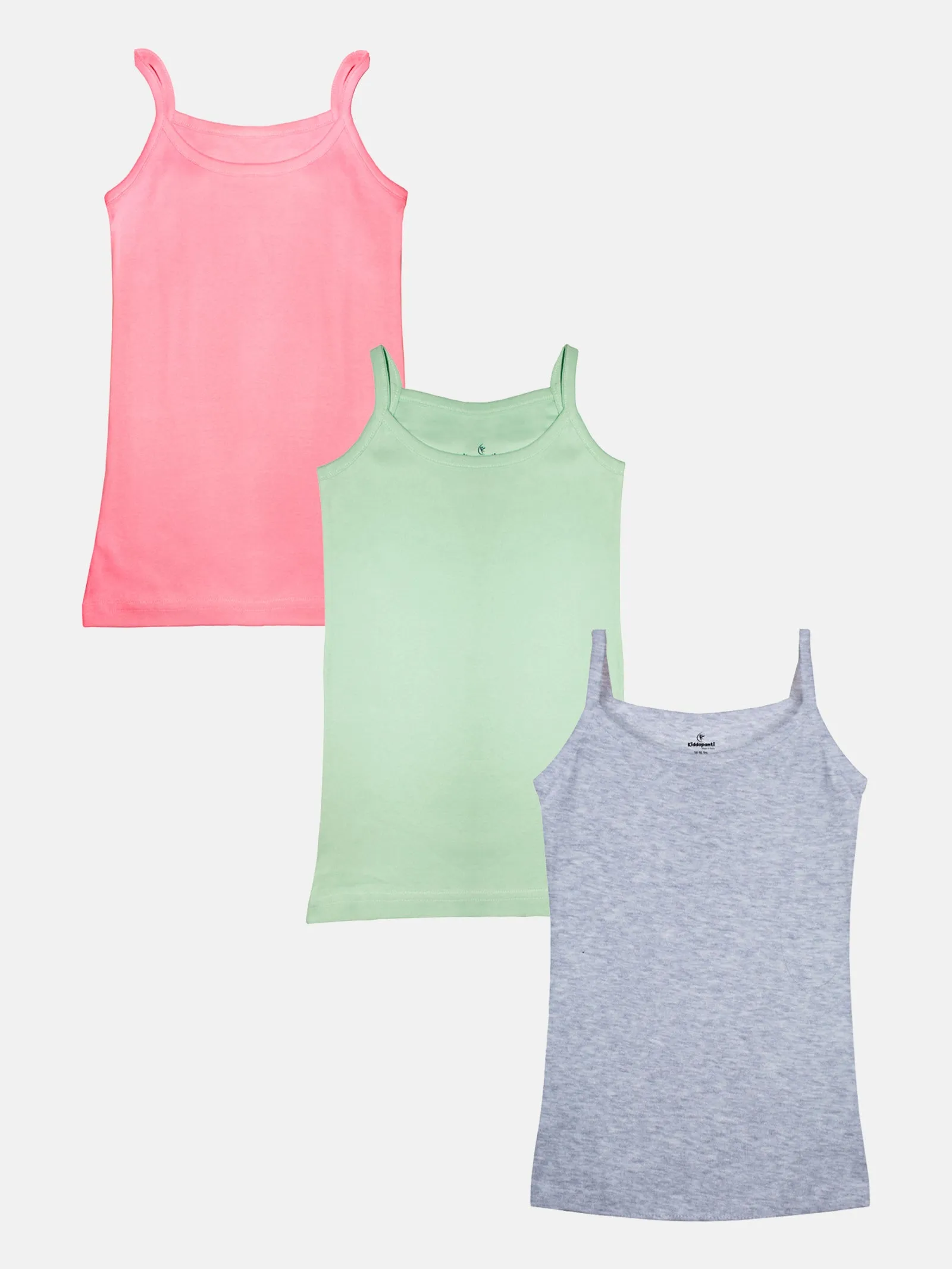 Girls Cotton Solid Camisole Pack of 3