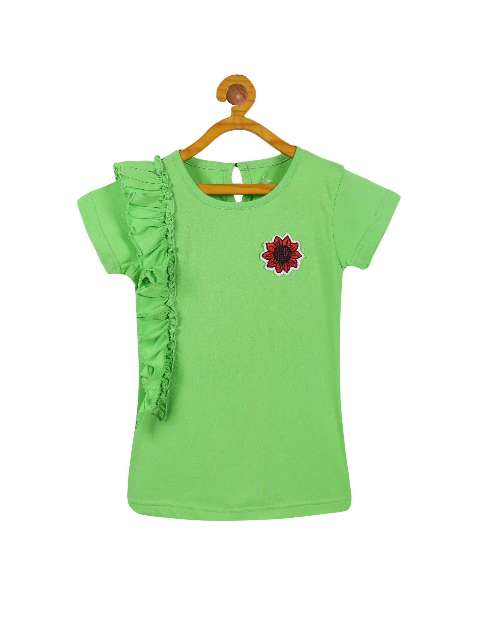 Girls Frill Tee with Badge & Knit Shorts Set