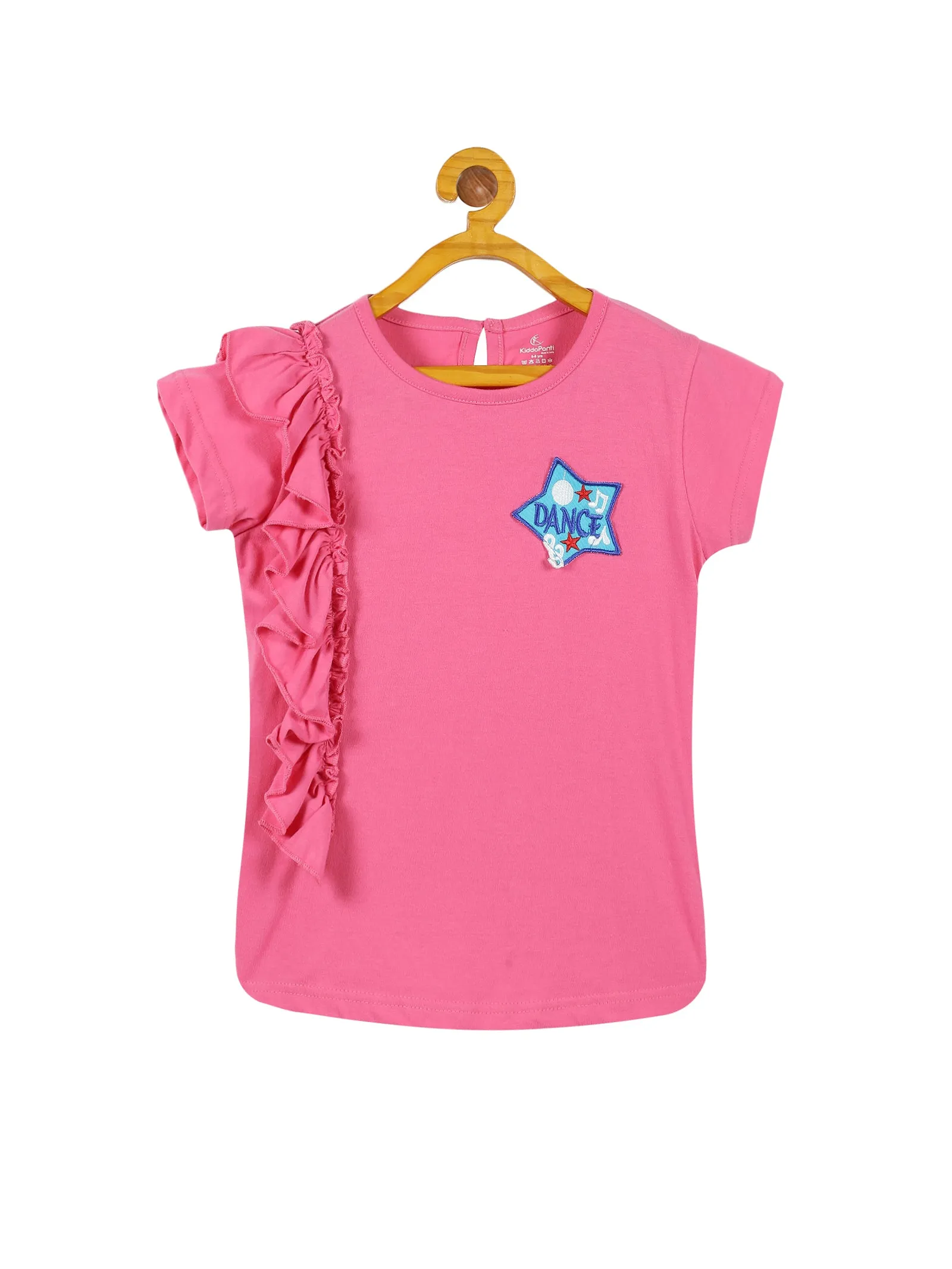 Girls Frill Tee with Badge & Knit Shorts Set