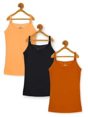 Girls Multi colors Solid Tank Top Pack of 3