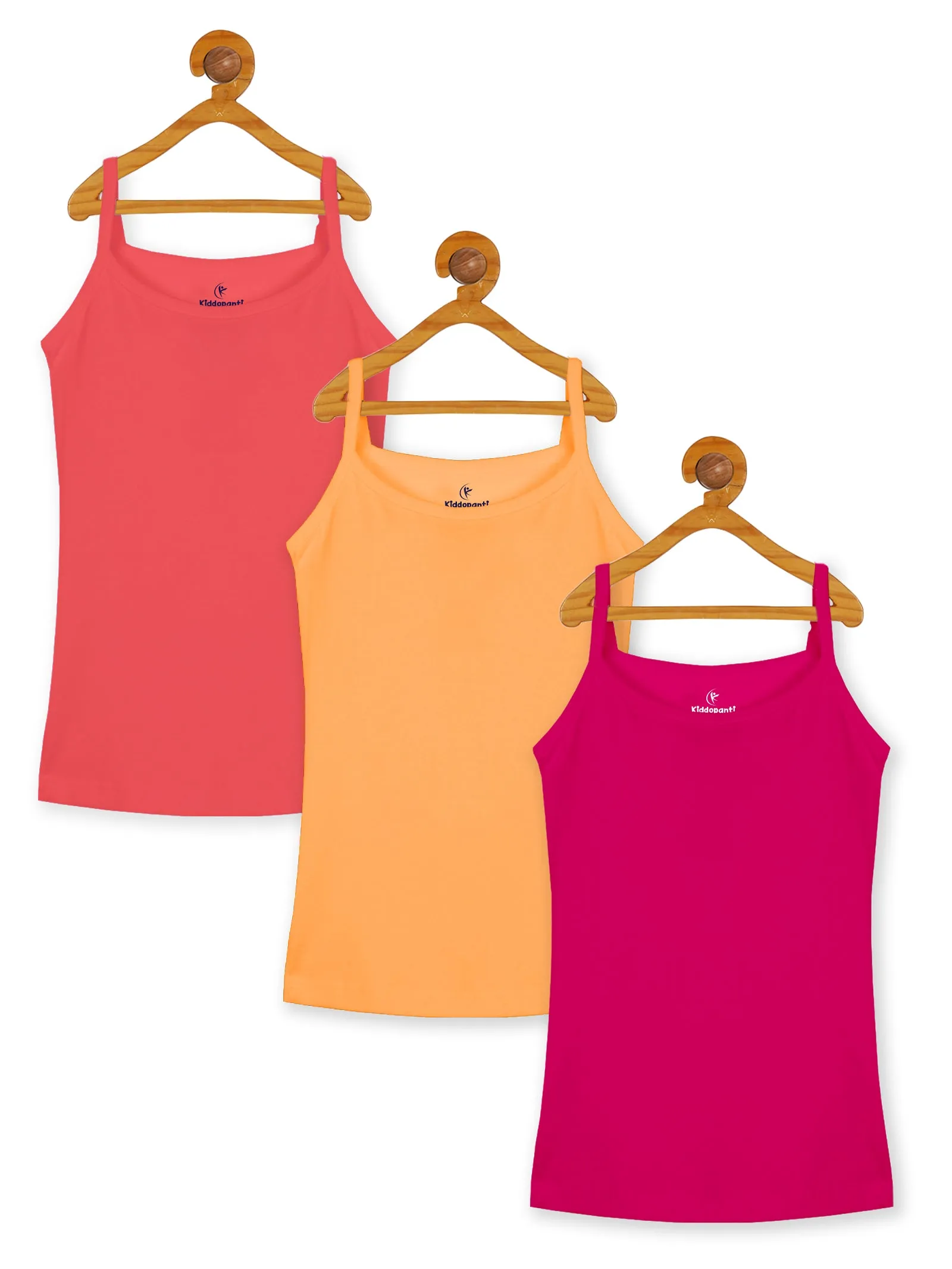 Girls Multi colors Solid Tank Top Pack of 3