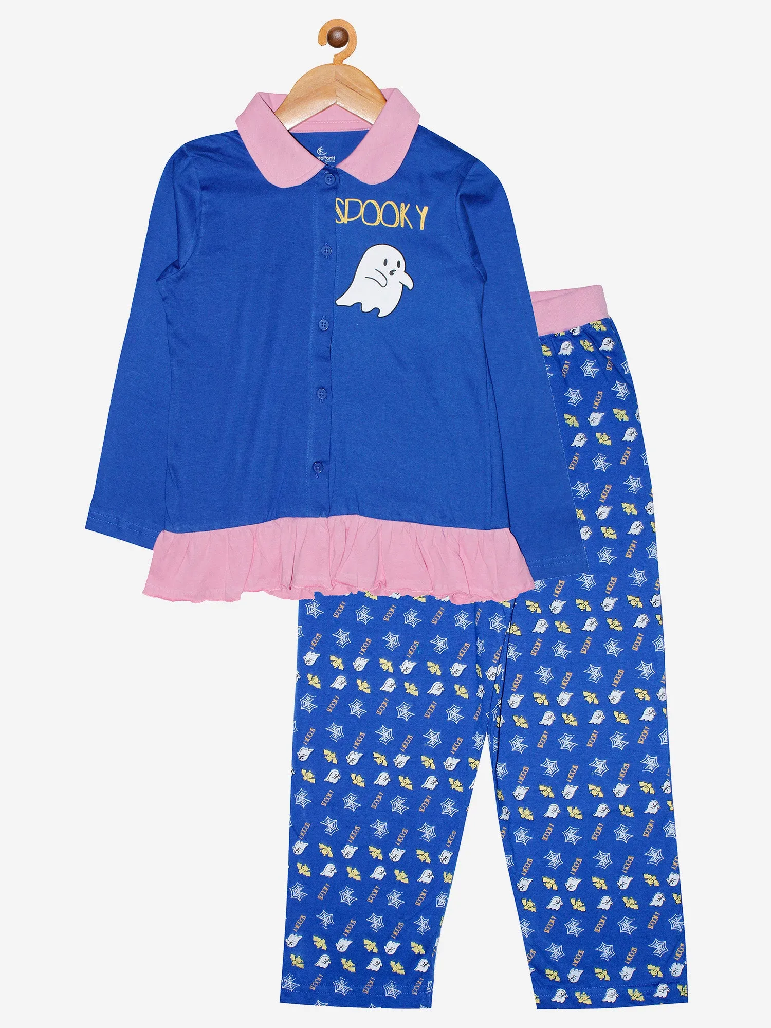 Girl's Printed Collar Shirt & AOP Pant Set