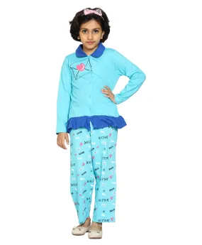 Girls Printed Collar Shirt and AOP Pant Set