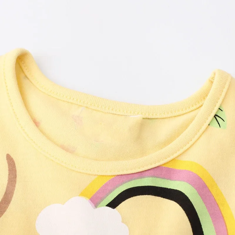 Girls Rainbow & Unicorn Pattern Short Sleeve Dress