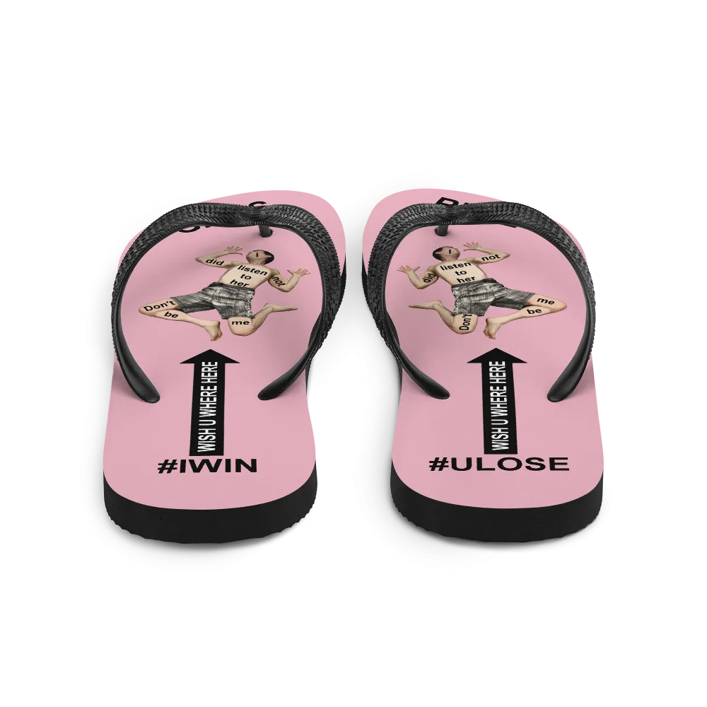 GIRLS RULE flip flops with CRUSHED TINY MAN underfoot pale pink fabric NEW (2020-05-10)