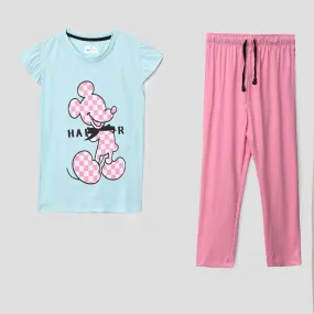 Girls Soft Cotton Graphic Frill Suit