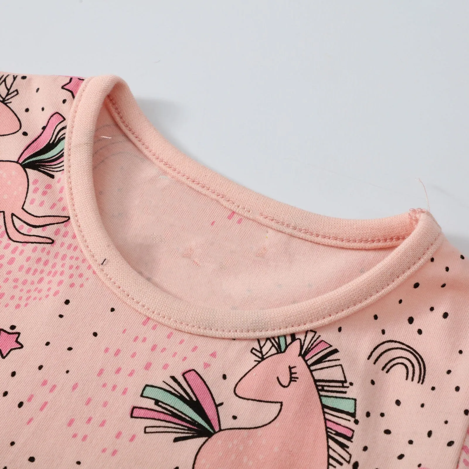 Girls Unicorn Design Pink Short Sleeve Summer Dress