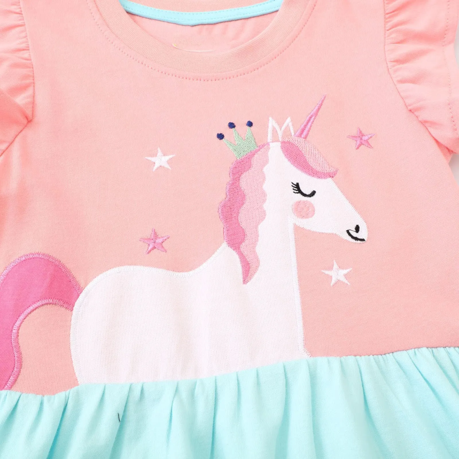 Girls Unicorn Embroidered Pink Sleeveless Summer dress