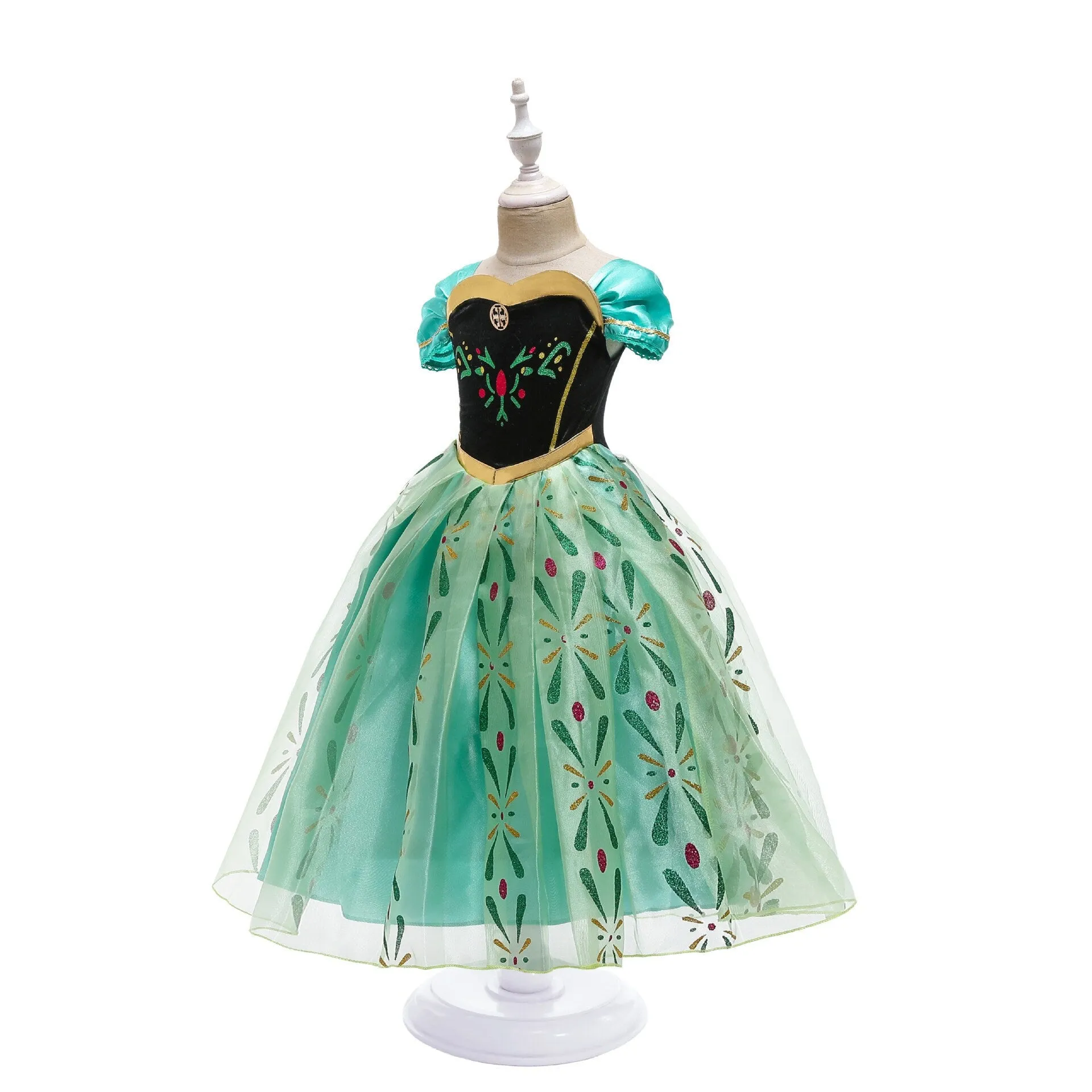 Green Princess Anna inspired Dress Costume For Girls