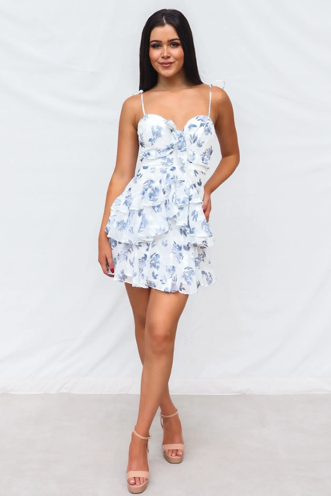 Hanni Mini Dress - Blue Floral