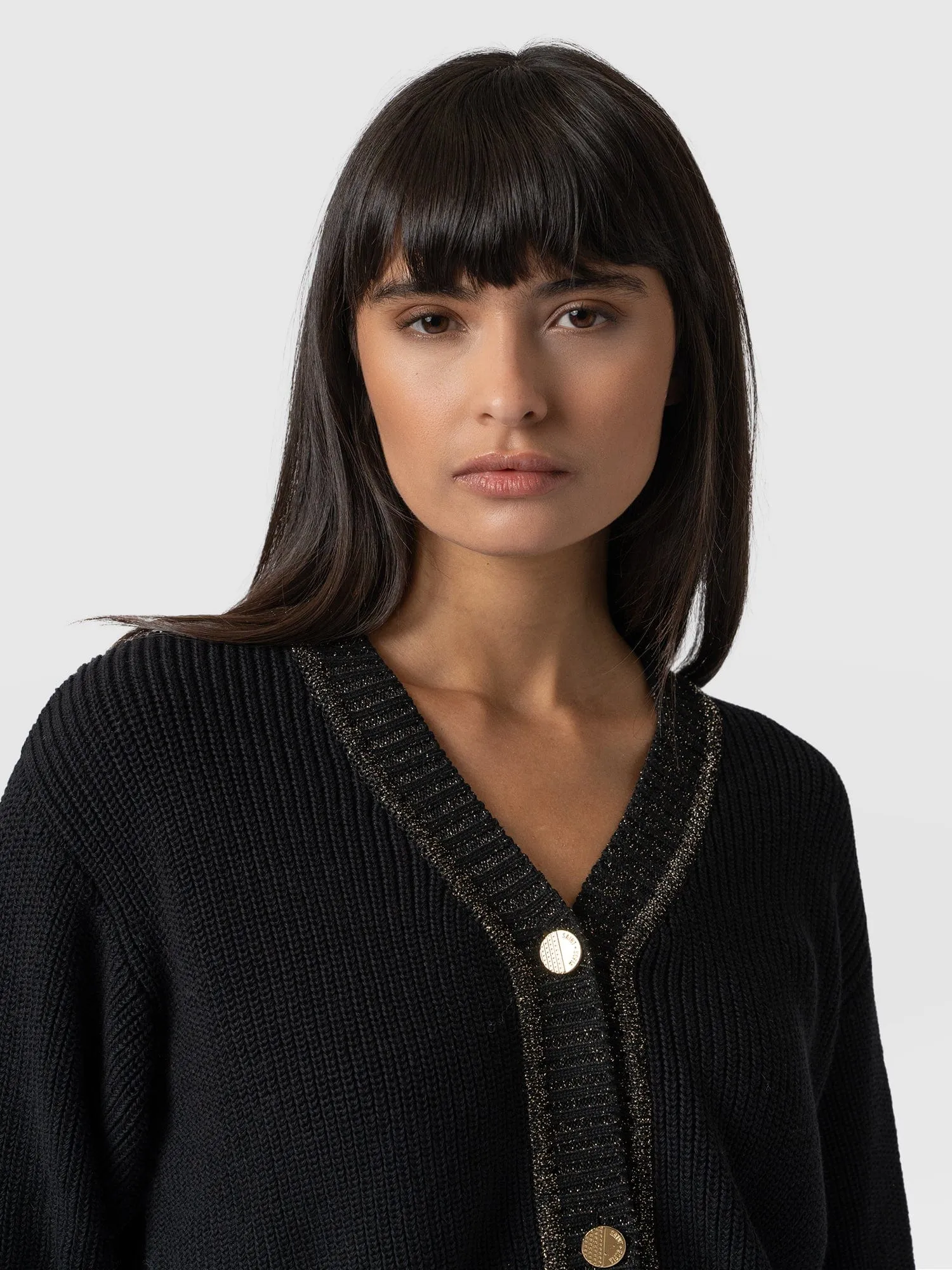 Hatton Crop Cardigan - Black Lurex