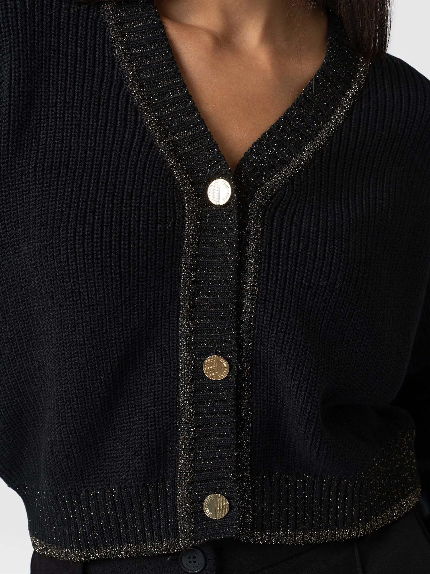 Hatton Crop Cardigan - Black Lurex