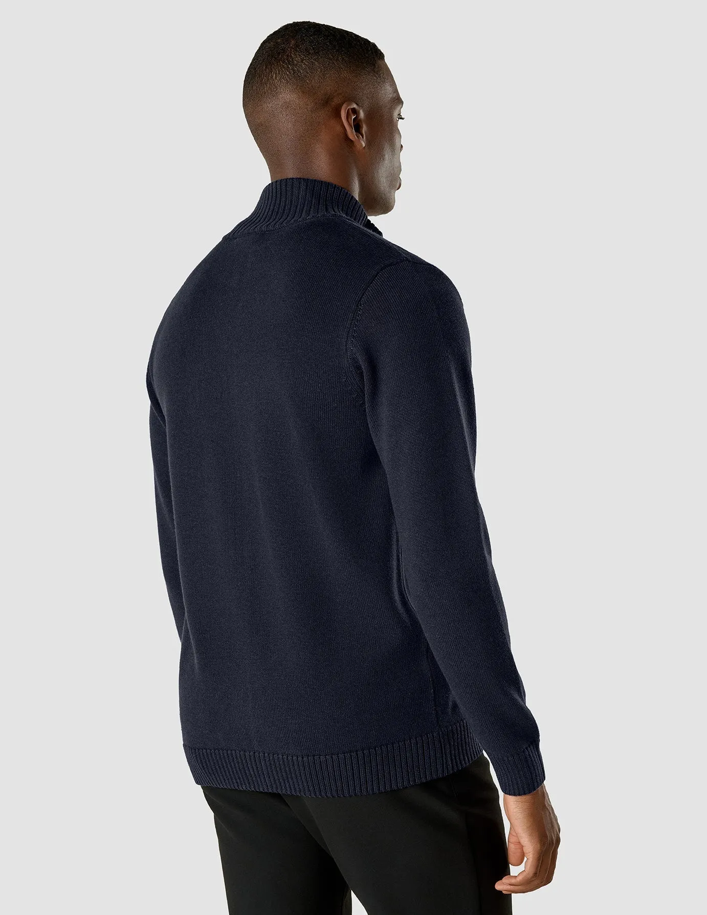 Heavy Knit Full Zip Dark Navy