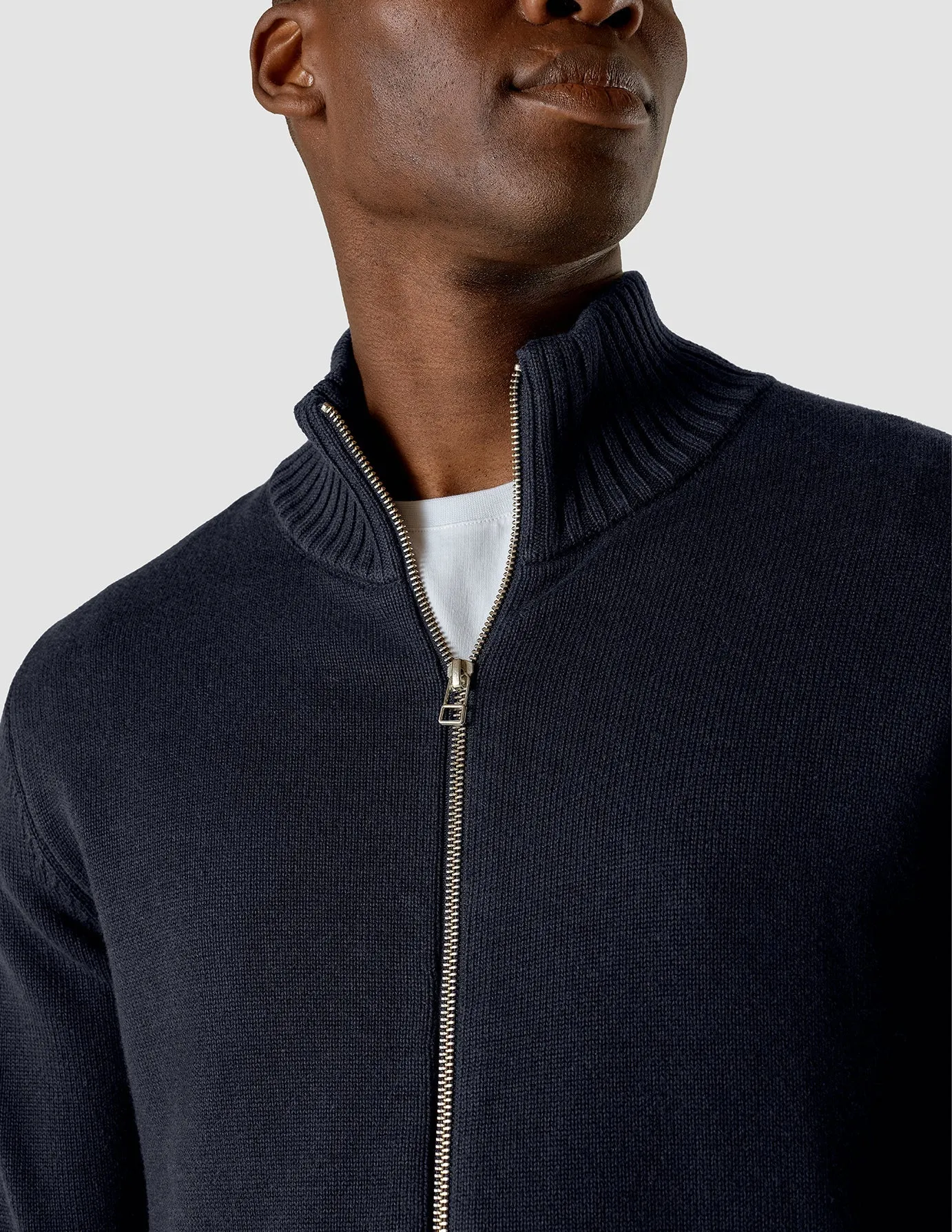 Heavy Knit Full Zip Dark Navy